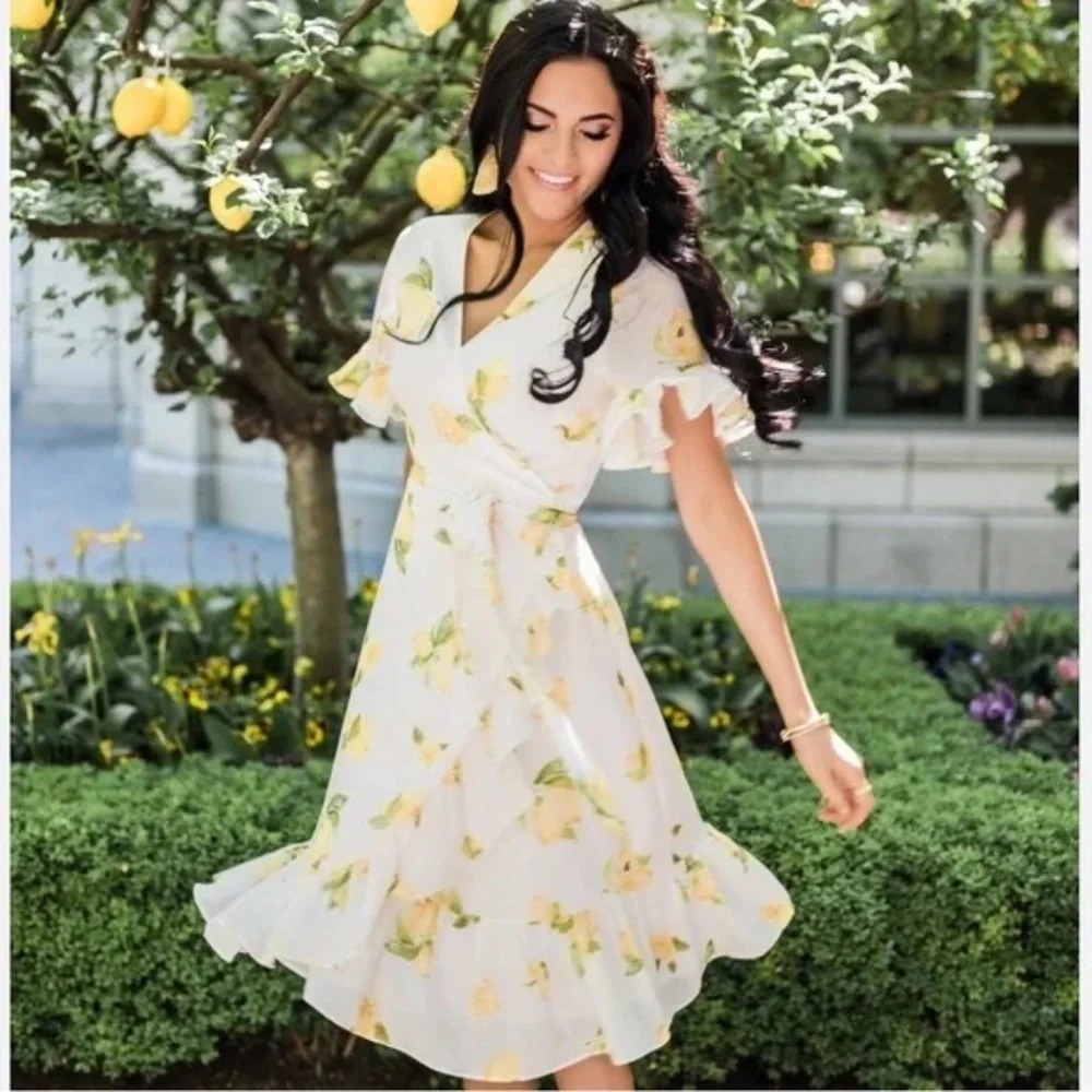 Rachel Parcell Lemon Wrap Dress 16913